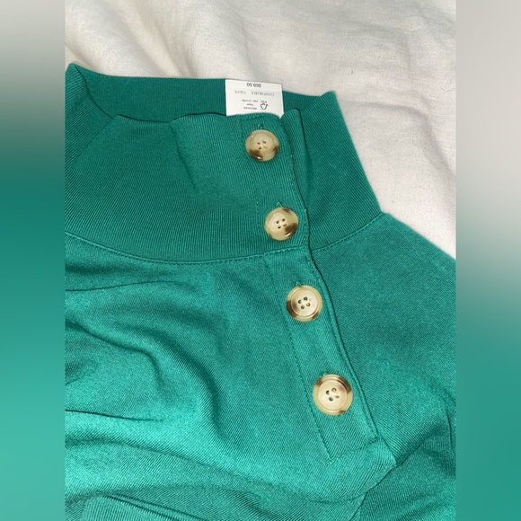 Green J. Crew Wide button-collar tunic sweatshirt - Picture 4 of 5
